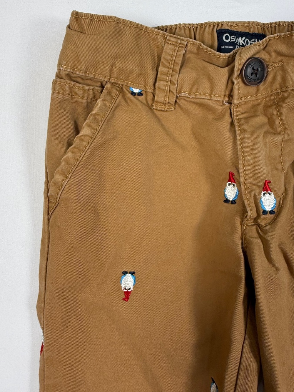 OSHKOSH B'GOSH Toddler Boy Gnome Embroidered Khaki Pants Cottagecore Holiday 3T - Picture 4 of 9
